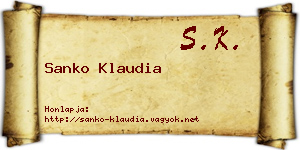 Sanko Klaudia névjegykártya